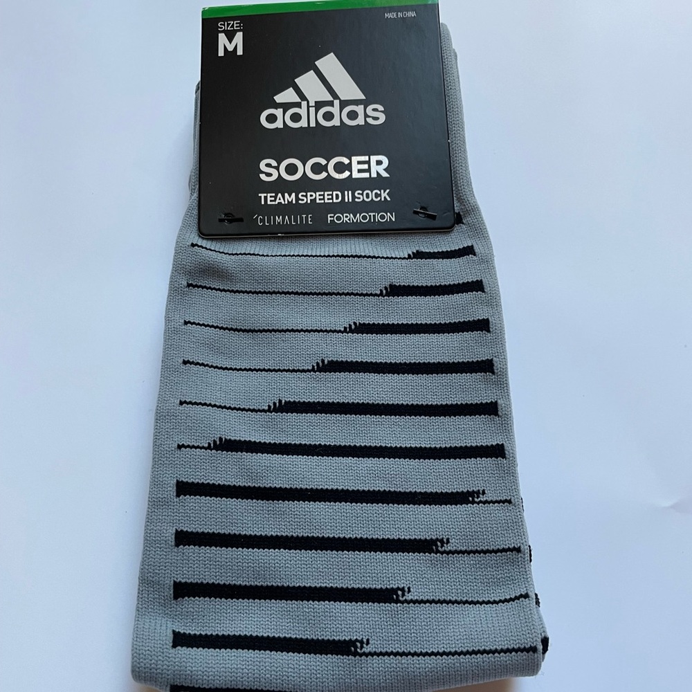 Adidas Soccer Team Speed II Sock Grey Black Climalite NEW NWT Sizes S & M